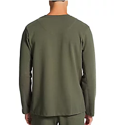 Texture Knit Long Sleeve Crew T-Shirt Green L