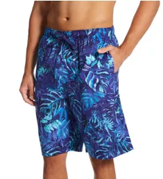 Big & Tall 100% Cotton Lounge Short Blue Leaves 3XL