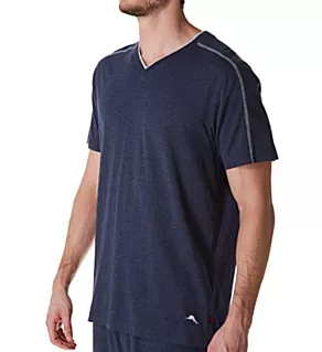 Cotton Modal Jersey V-Neck T-Shirt Heather Navy 2XL