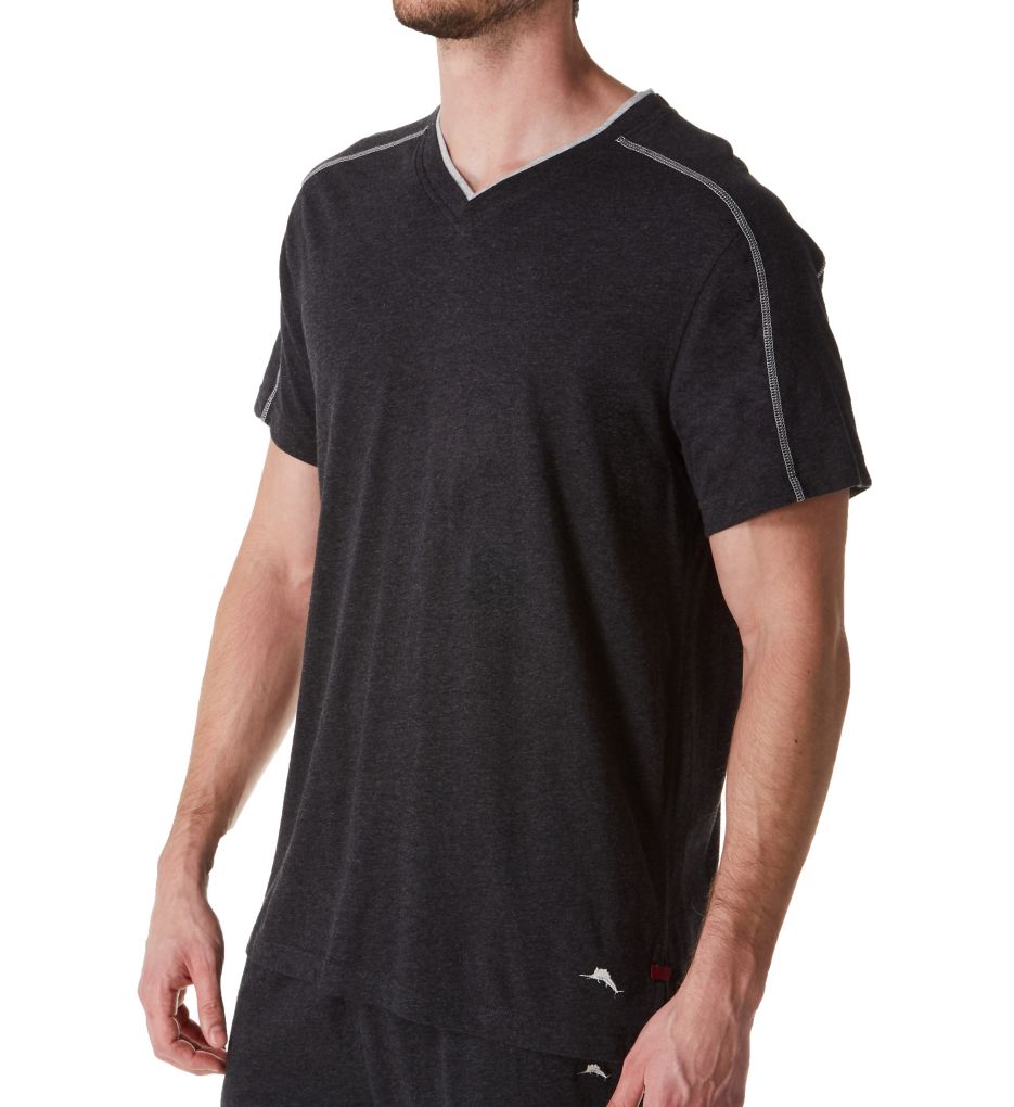 Tall Man Cotton Modal Jersey Lounge T Shirt Black Heather 4XLT by