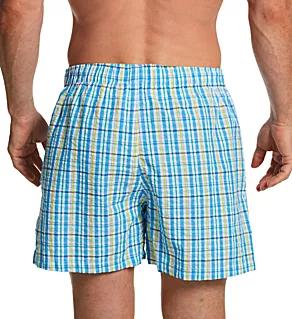 100% Cotton Seersucker Printed Woven Boxer Plaid M