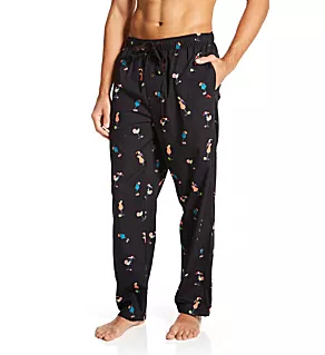 Printed Cotton Woven Pant Black Holiday XL