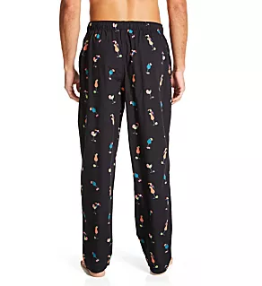 Printed Cotton Woven Pant Black Holiday XL