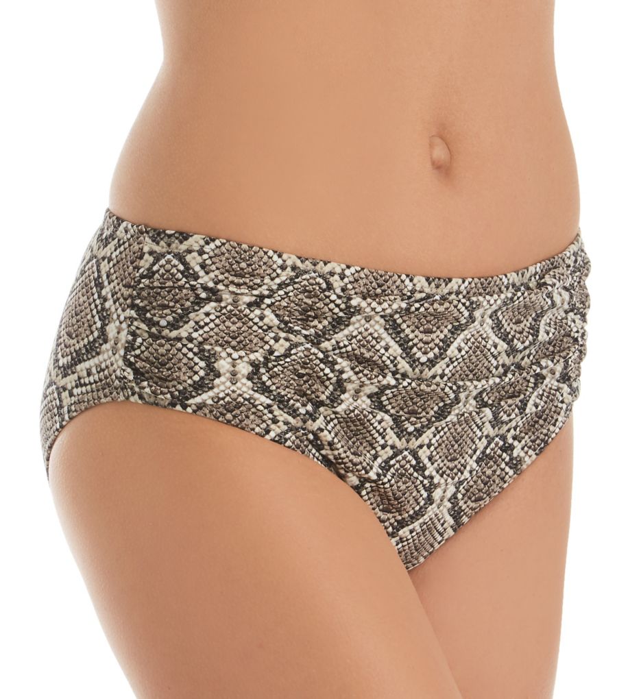 Desert Python Shirred High Waist Swim Bottom