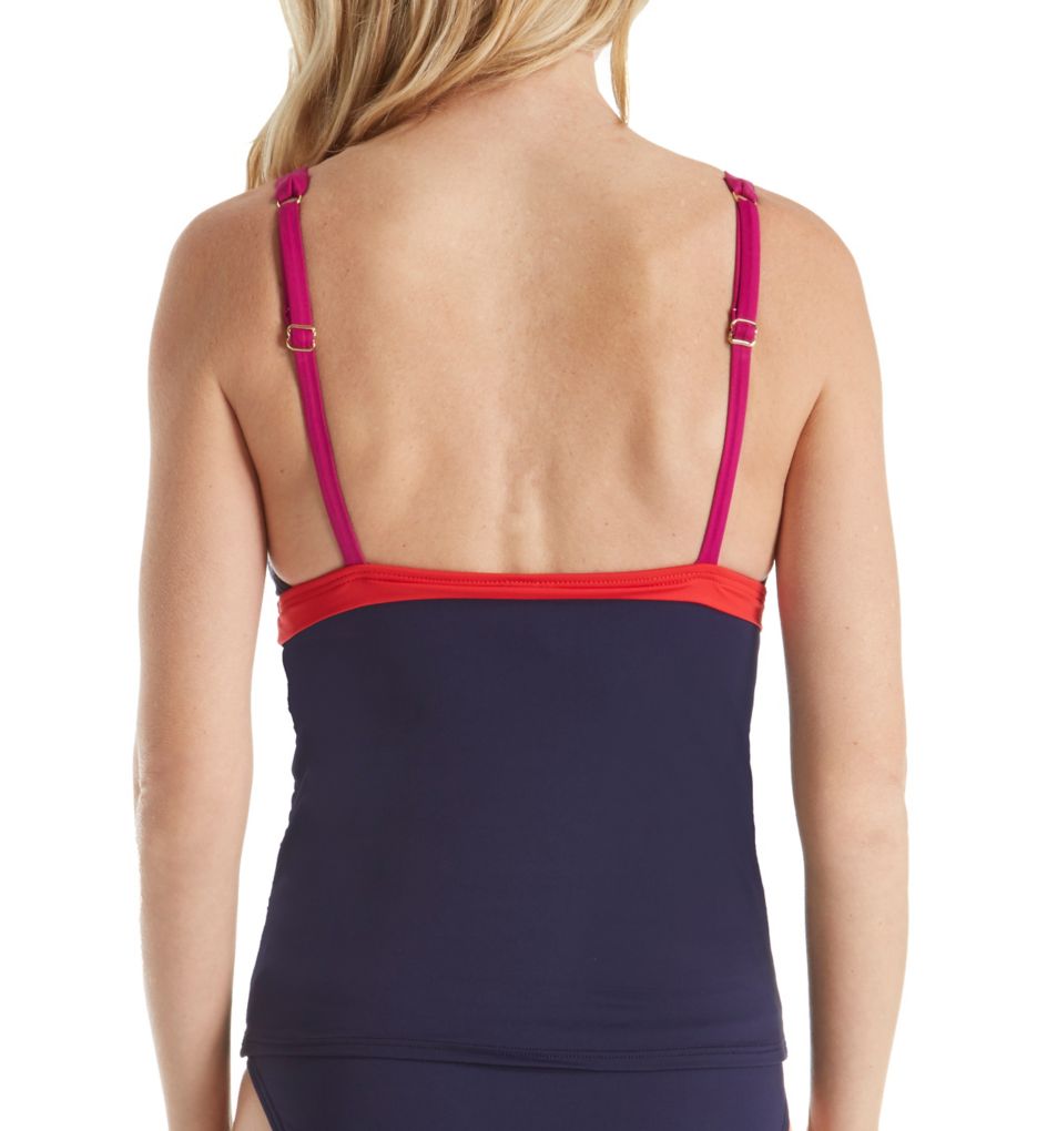 Novelty Solids V-Neck Tankini Swim Top-bs