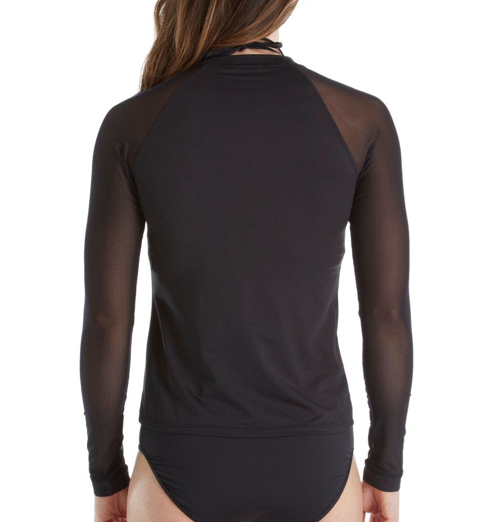 Mesh Solids Long Sleeve Quarter Zip Rash Guard-bs