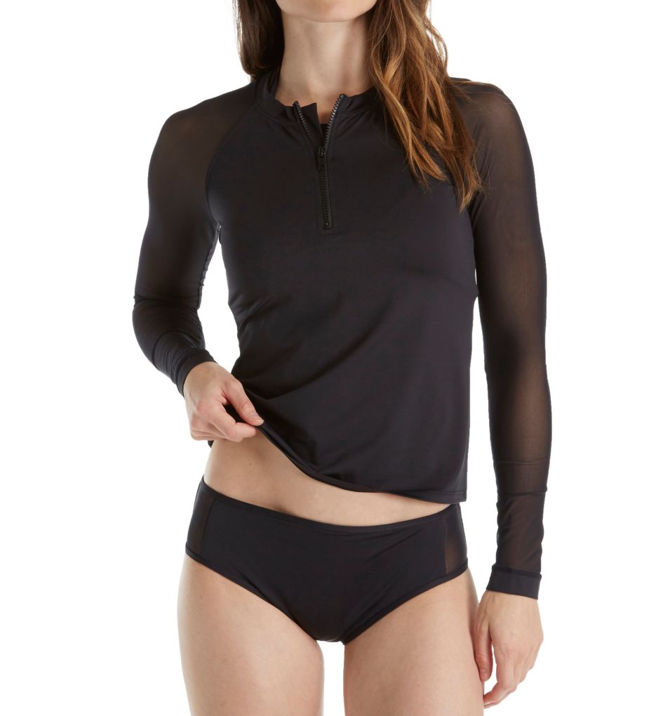 Mesh Solids Long Sleeve Quarter Zip Rash Guard-cs1