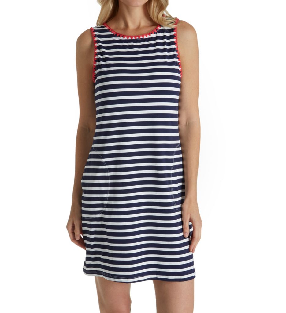 Breton Stripe Tank Spa Dress Swim Cover Up-fs