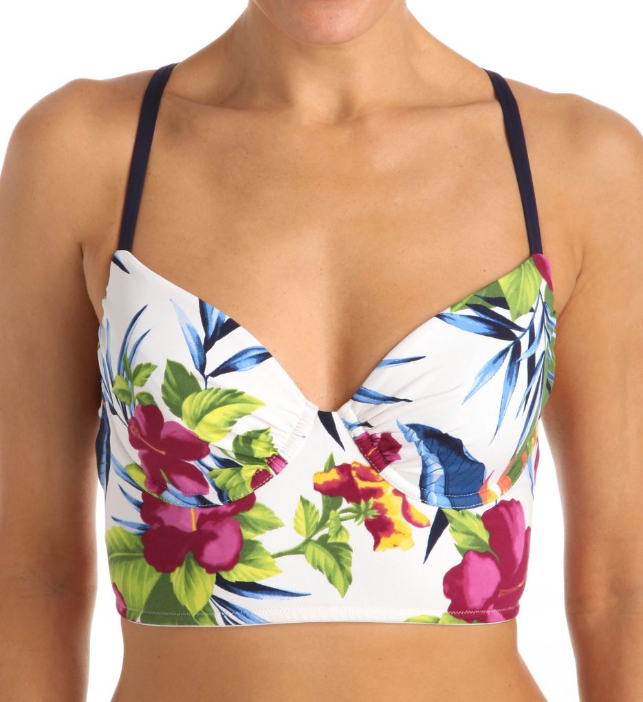 Happy Hibiscus Underwire Cross Back Swim Top-fs