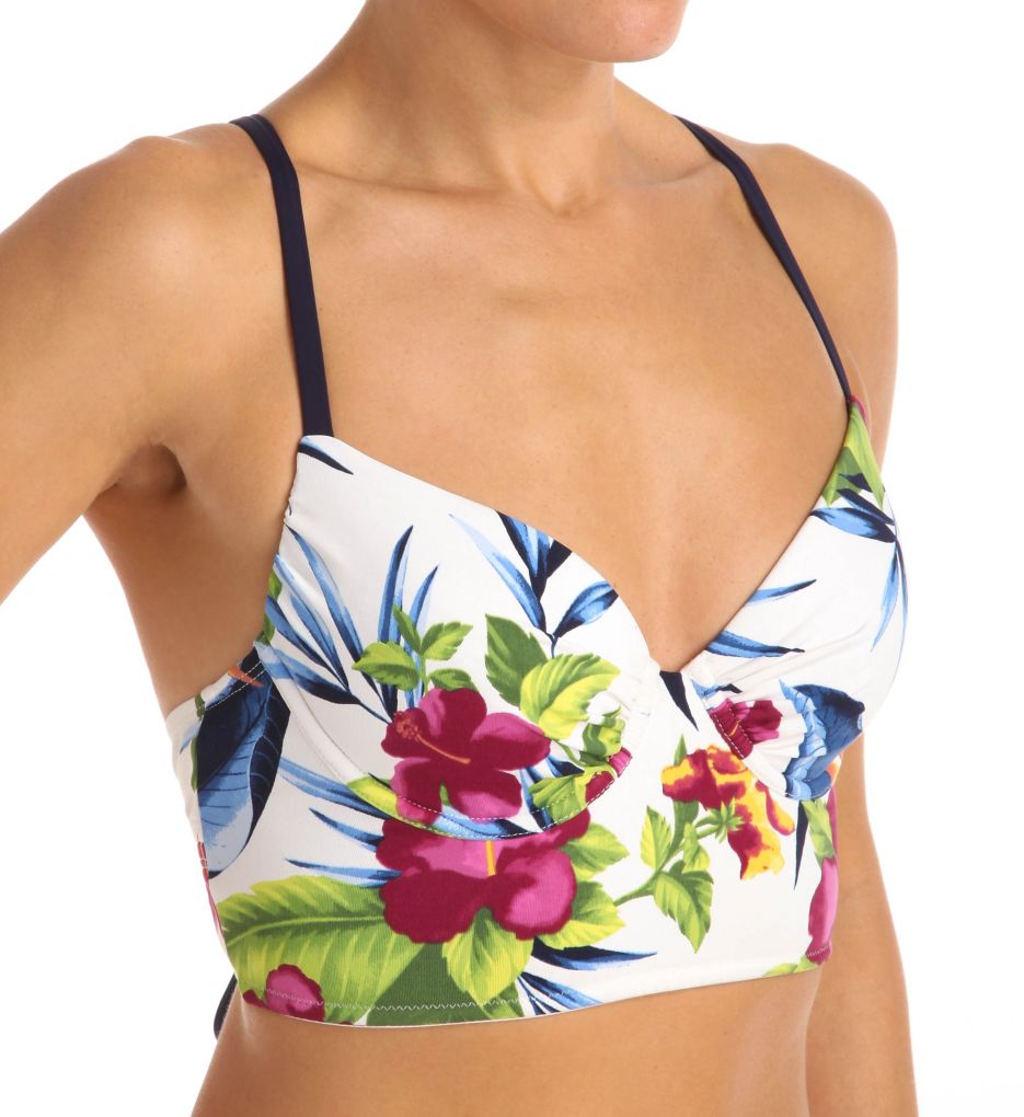 Happy Hibiscus Underwire Cross Back Swim Top