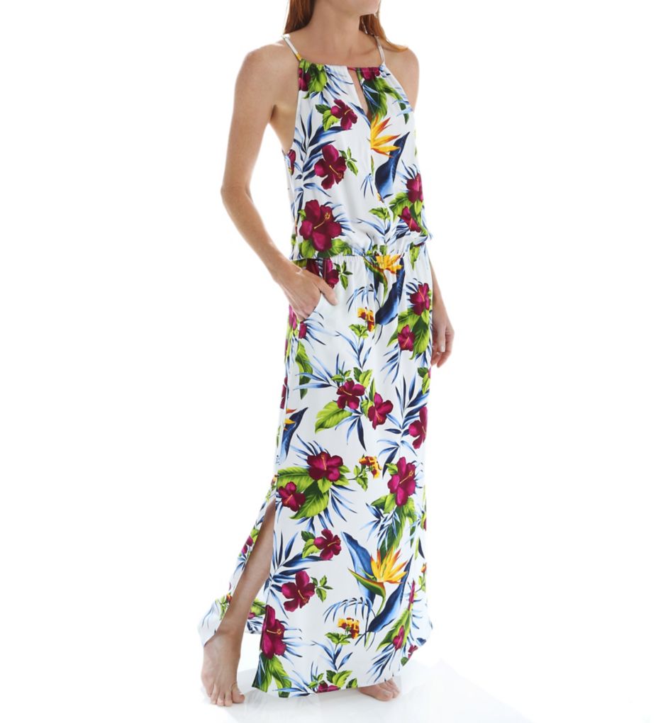 Happy Hibiscus High Neck Long Dress