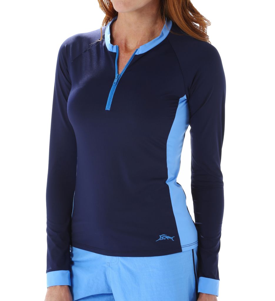 Deck Piping Long Sleeve Half-Zip Rash Guard