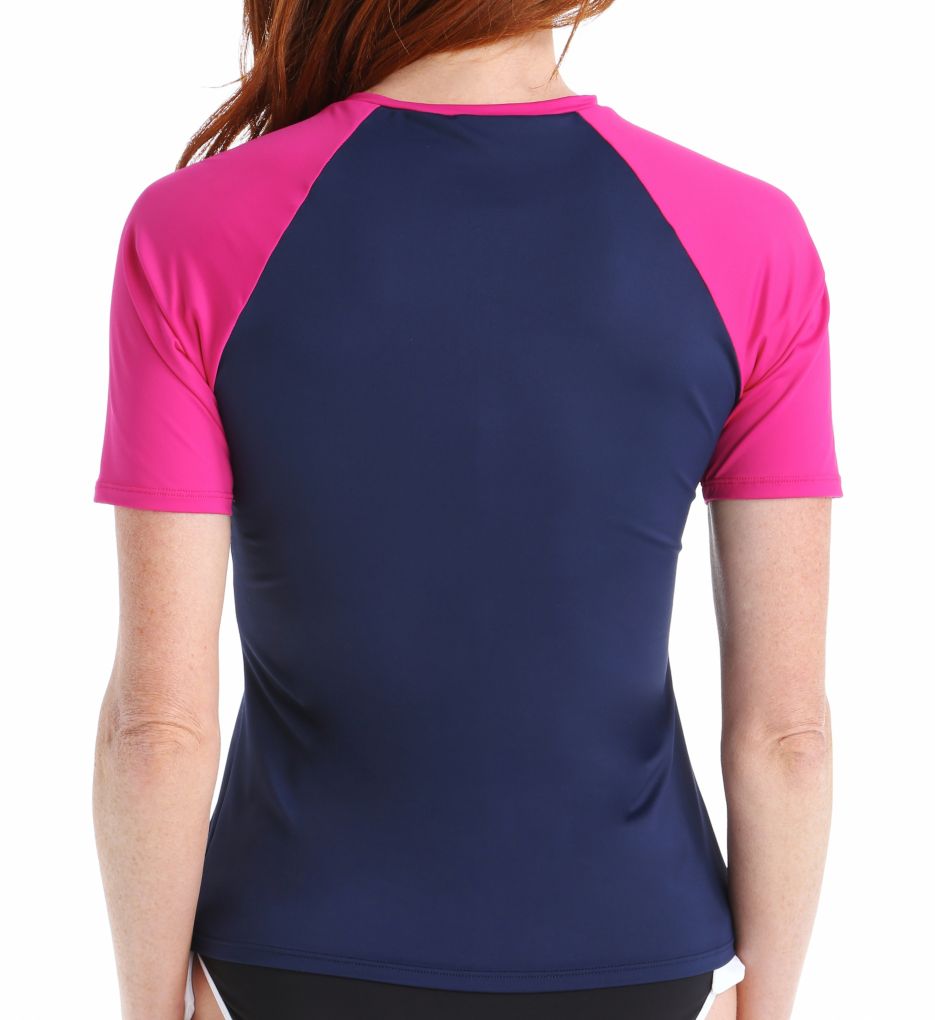 Deck Piping Short Sleeve Rash Guard with Zipper