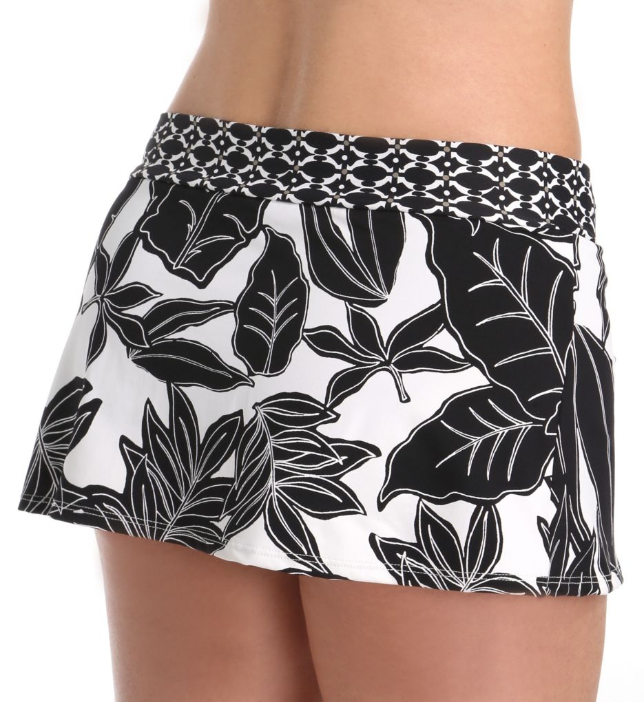 Graphic Leaf Skirted Hipster Swim Bottom