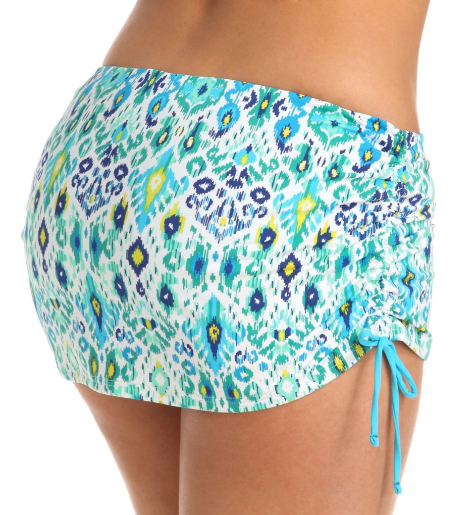 Ikat Side Shirred Skirted Hipster Swim Bottom