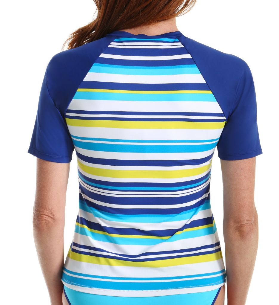 Sulphur Stripe Short Sleeve Zip Rash Guard