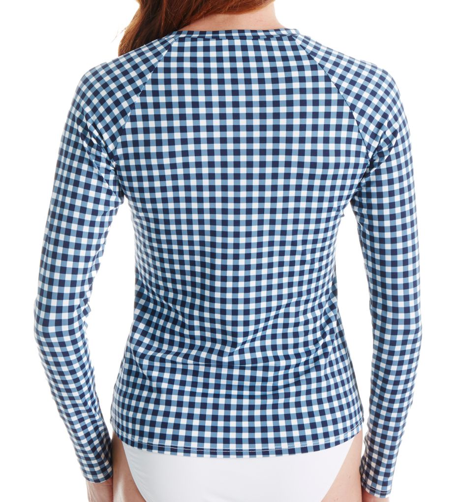 Gingham Getaway Long Sleeve 1/2 Zip Rash Guard