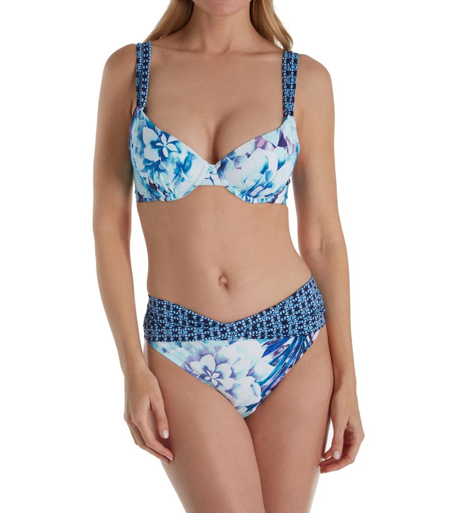 Aqua Petals Underwire Loop Strap Bikini Swim Top-cs2