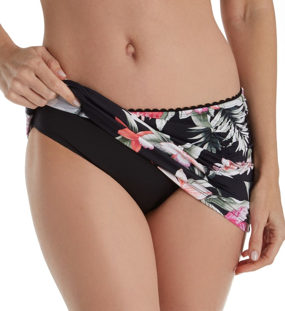 Ginger Flowers Shirred Skirted Hipster Swim Bottom-cs1