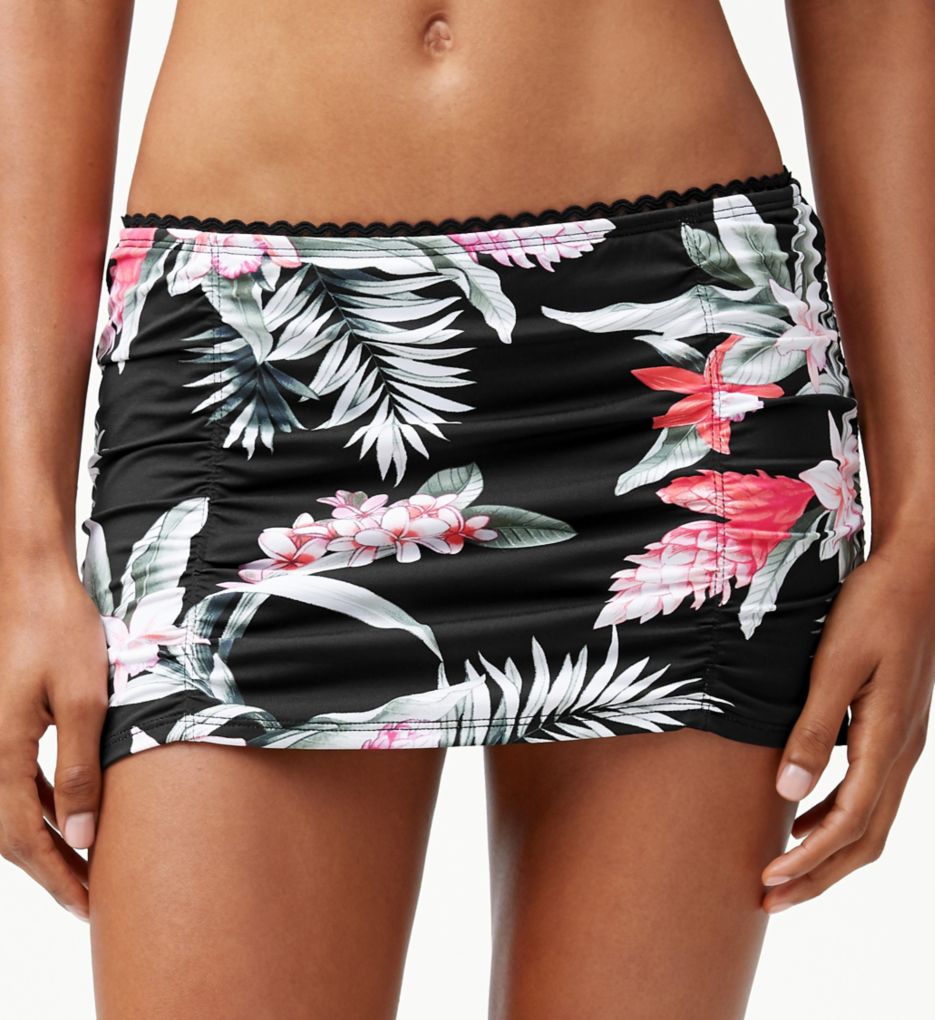 Ginger Flowers Shirred Skirted Hipster Swim Bottom