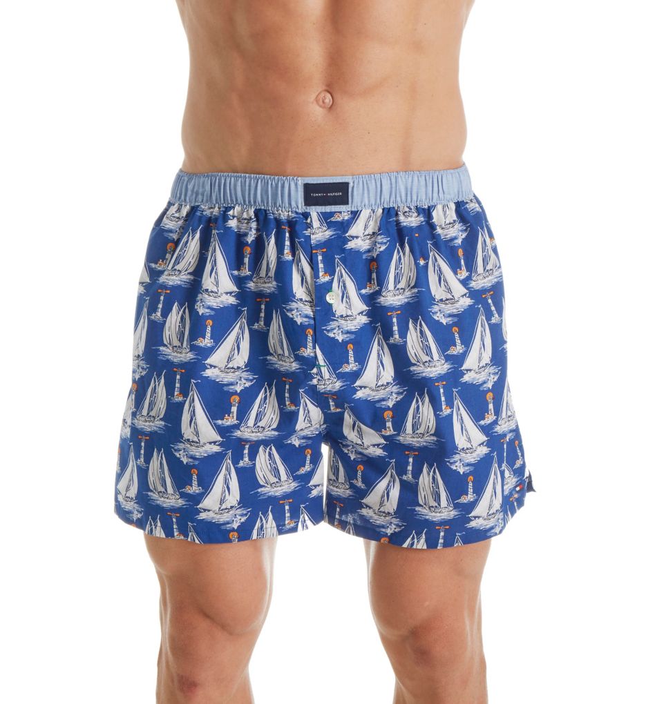 Yacht Club Sailboat Print Woven Boxer-fs