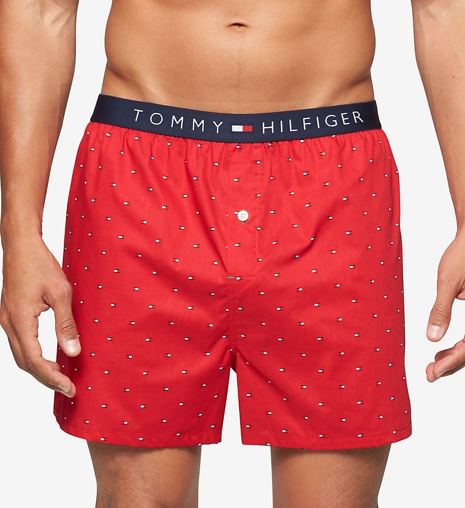 Tommy Hilfiger 09T3255 Micro Flag Basic100% Cotton Woven Boxer (Mahogany)
