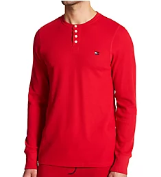 Thermal Long Sleeve Henley Shirt RED M