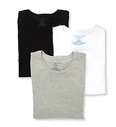 100% Cotton Crew Neck T-Shirt - 3 Pack Black/Gray/White L