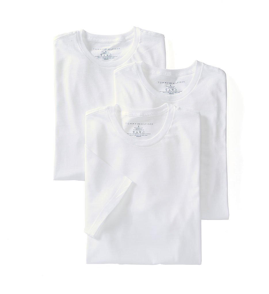 Tommy Hilfiger 09TCR01 Basic 100% Cotton Crew - 3 Pack (White)
