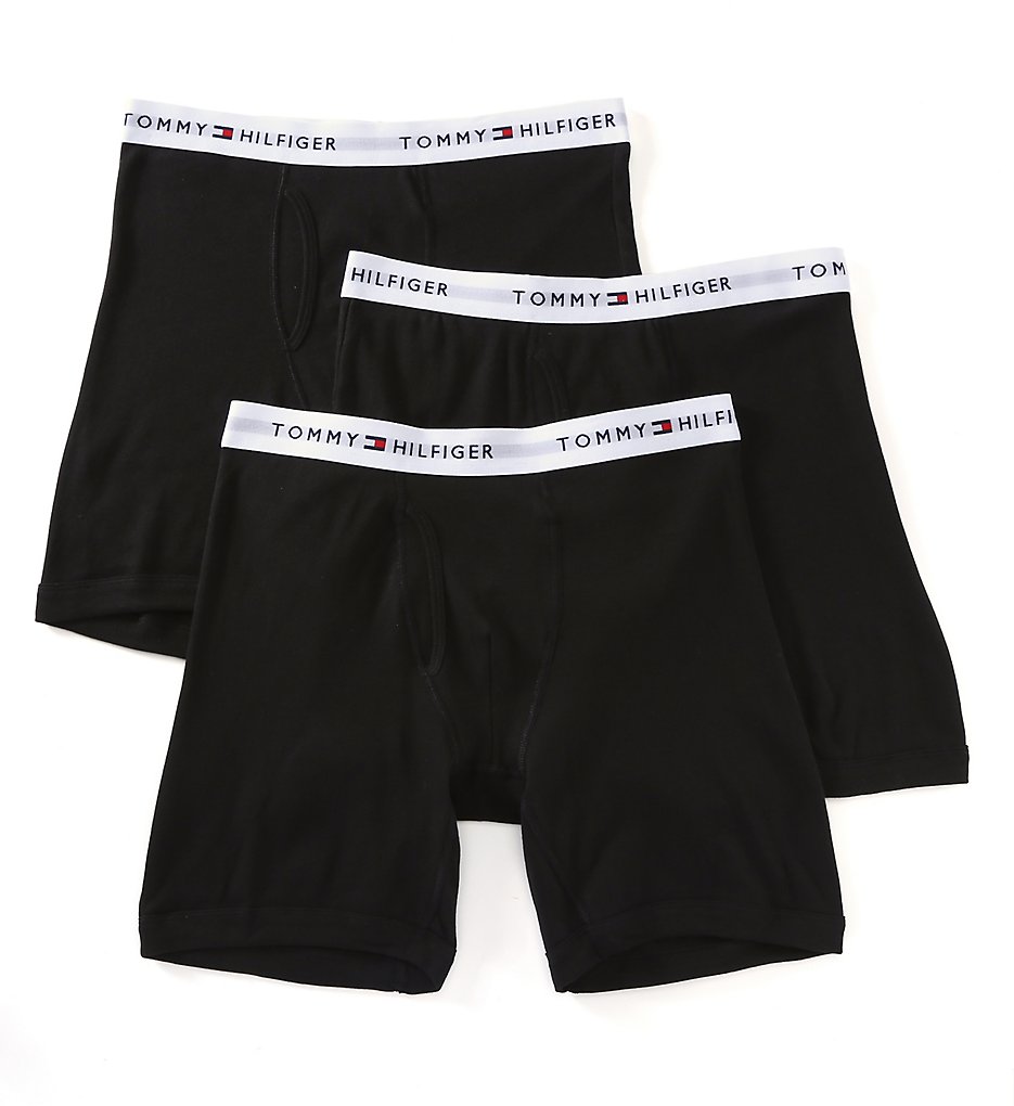 Tommy Hilfiger 09TE001 Basic 100% Cotton Boxer Briefs - 3 Pack (Black)