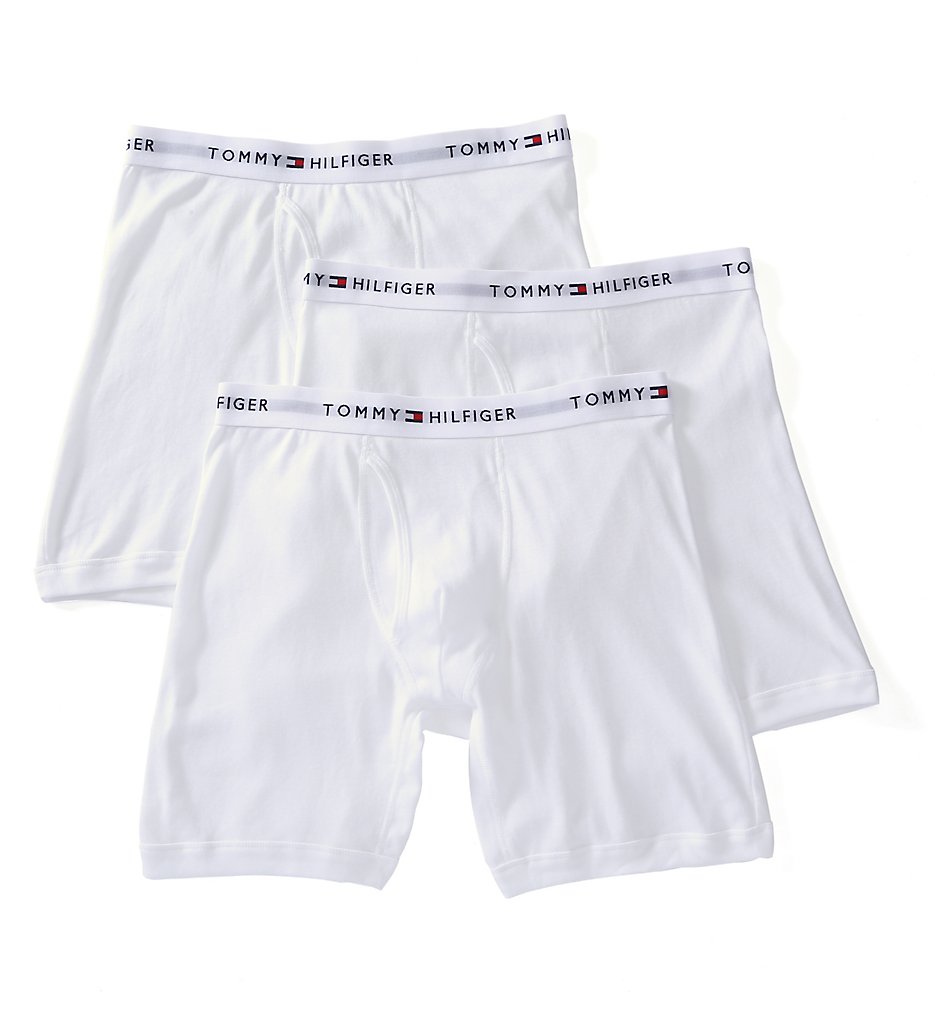 Tommy Hilfiger 09TE001 Basic 100% Cotton Boxer Briefs - 3 Pack (White)