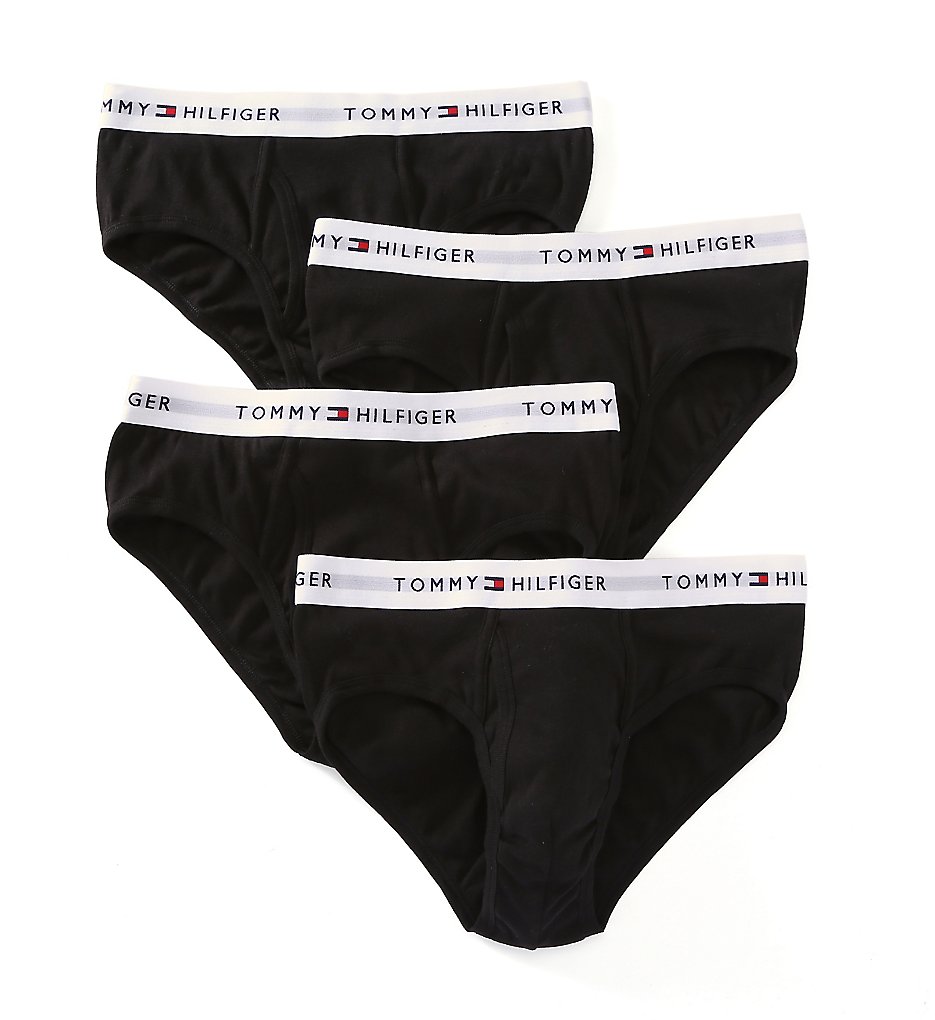 Tommy Hilfiger 09TF001 Basic 100% Cotton Briefs - 4 Pack (Black)