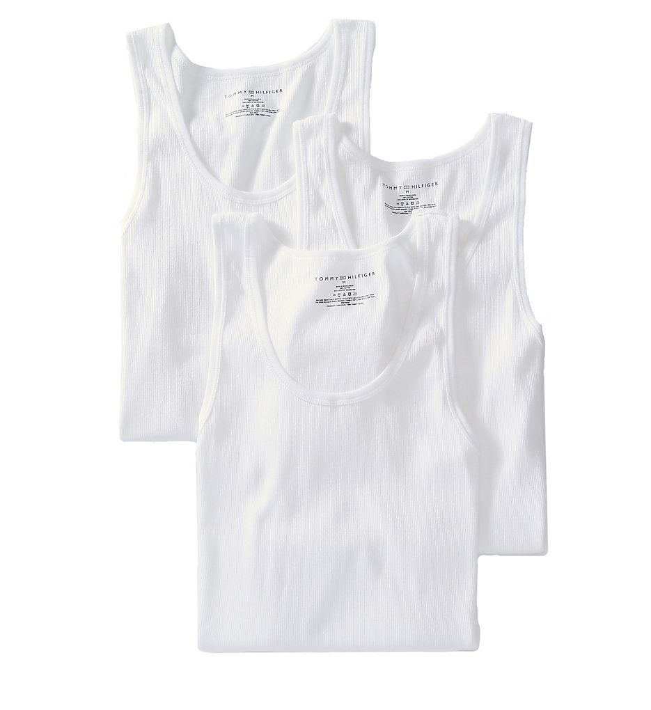Tommy Hilfiger 09TTK01 Basic 100% Cotton A-Shirt - 3 Pack (White)