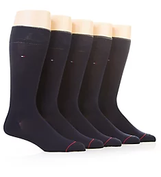 Solid Dress Crew Sock - 5 Pack Navy O/S