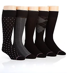 Assorted Fashion Dress Crew Sock - 5 Pack Black Assorted O/S