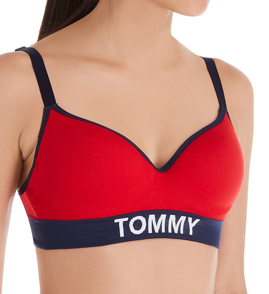 Tommy Hilfiger R70T156 Seamless Iconic Lightly Lined Bralette (Apple Red/Navy Blazer)