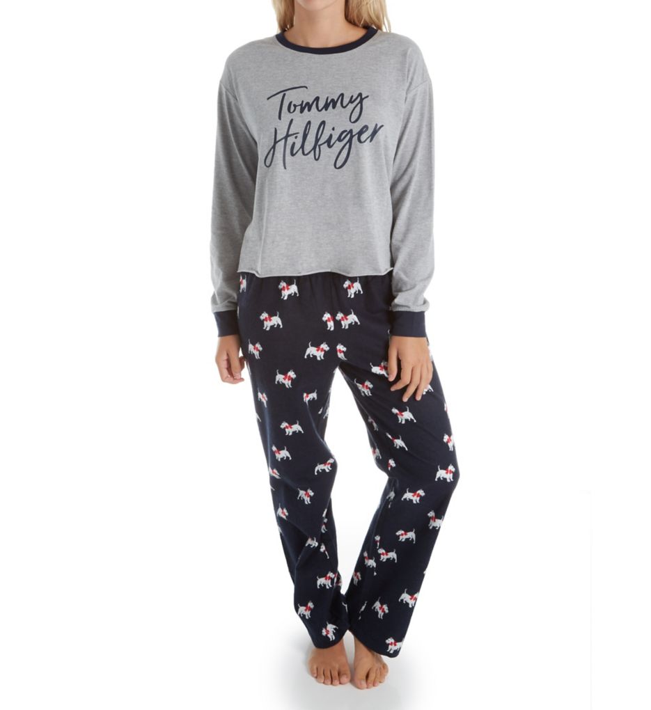 Novelty Long Sleeve Tee and Flannel Pant PJ Set-fs