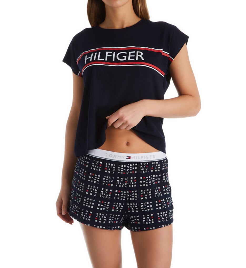 Dolman Tee & Logo Band Shortie PJ Set-cs1