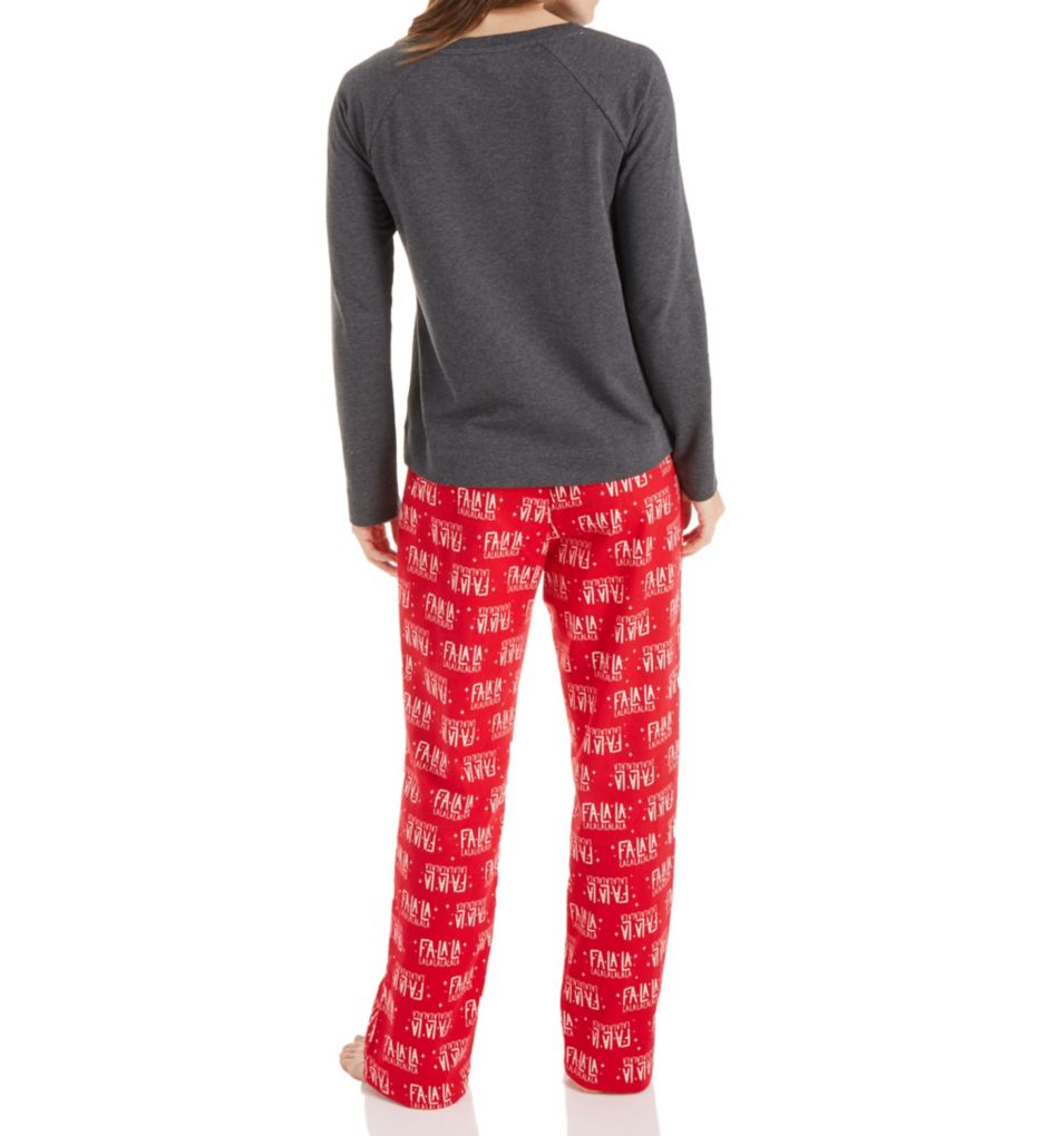 Jersey Sweater & Flannel Pant PJ Set with Eye Mask-bs