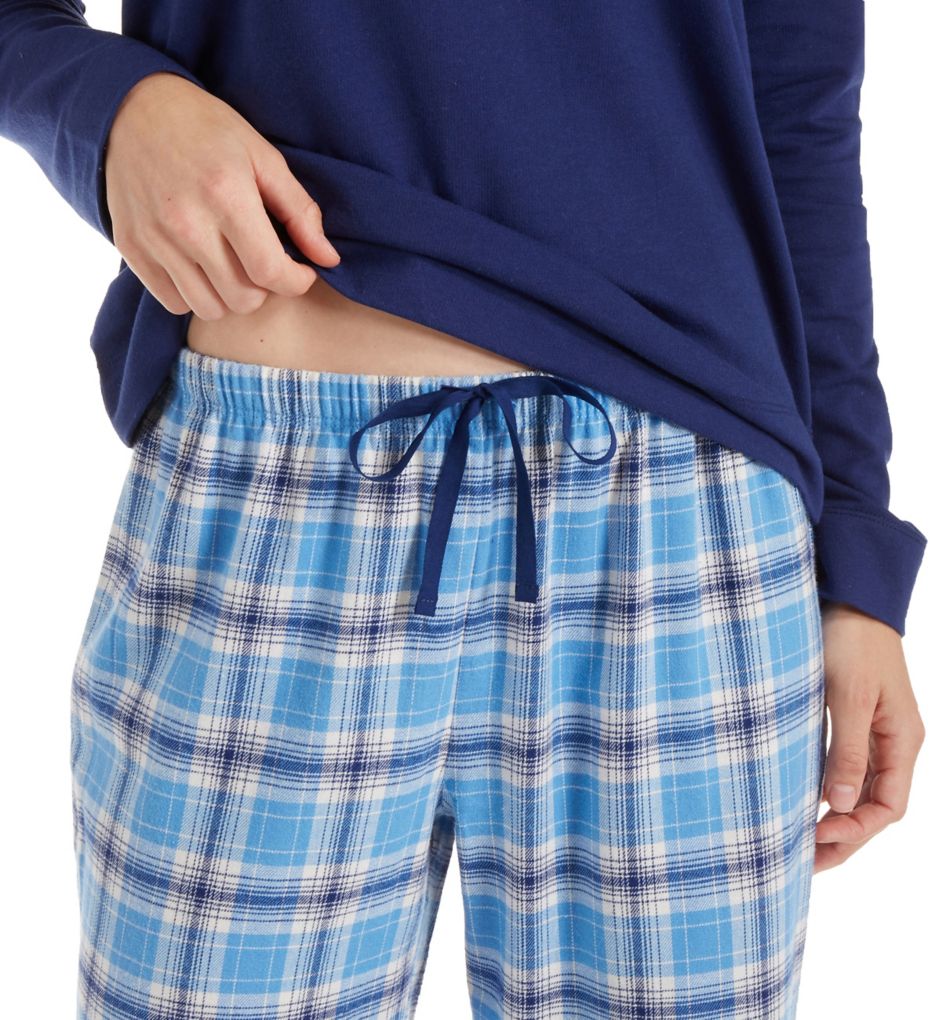 Jersey Sweater & Flannel Pant PJ Set with Eye Mask-cs1