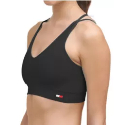 Strappy Ribbed Sports Bra Black S