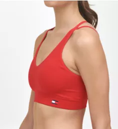 Strappy Ribbed Sports Bra Scarlet S