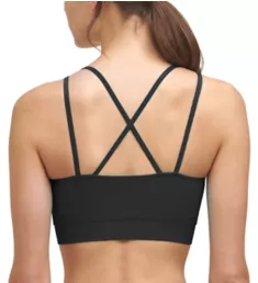 Strappy Ribbed Sports Bra Black S