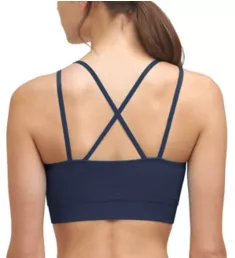 Strappy Ribbed Sports Bra Navy S