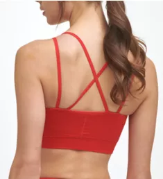 Strappy Ribbed Sports Bra Scarlet S