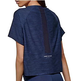 Second Skin Crop Top With Mesh Back Panel Navy S