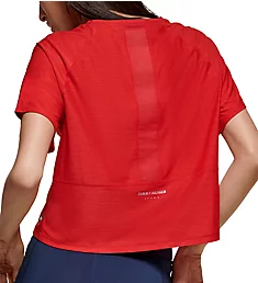 Second Skin Crop Top With Mesh Back Panel Rich Red S