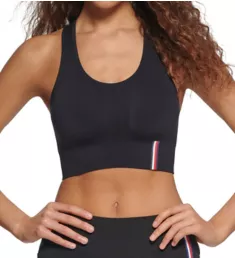 Seamless Scoop Neck Logo Sports Bra Black S