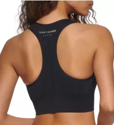 Seamless Scoop Neck Logo Sports Bra Black S