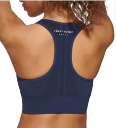 Seamless Scoop Neck Logo Sports Bra Navy S